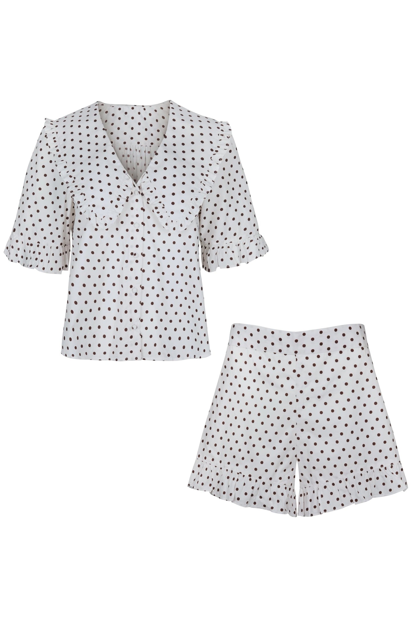 Luna Cream Polka Dot Cotton Set
