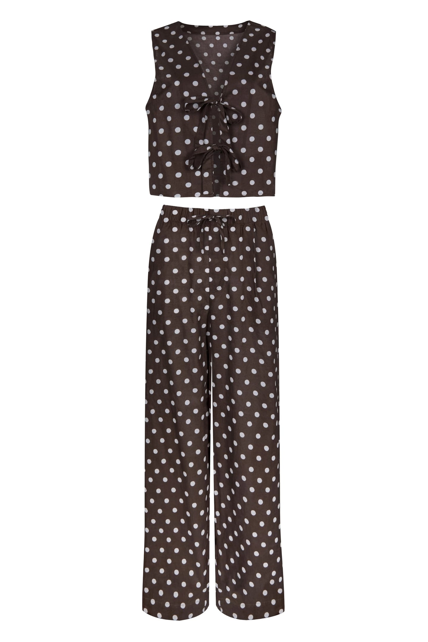 Mia Brown Polka Dot Cotton Set