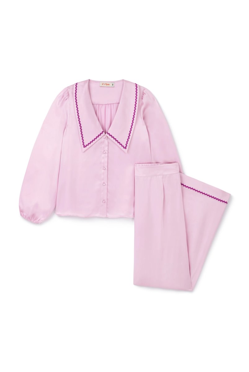 Frenchie pink silk set
