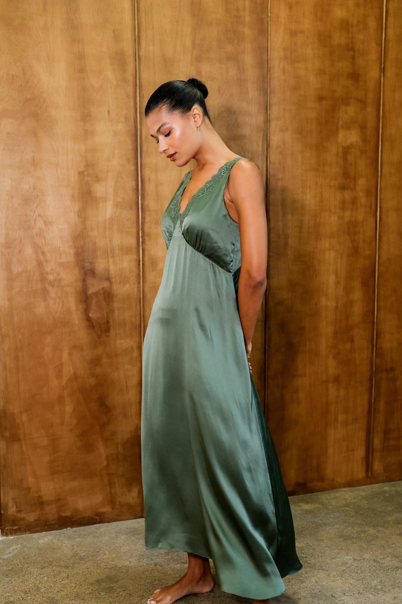 Shauna silk olive dress