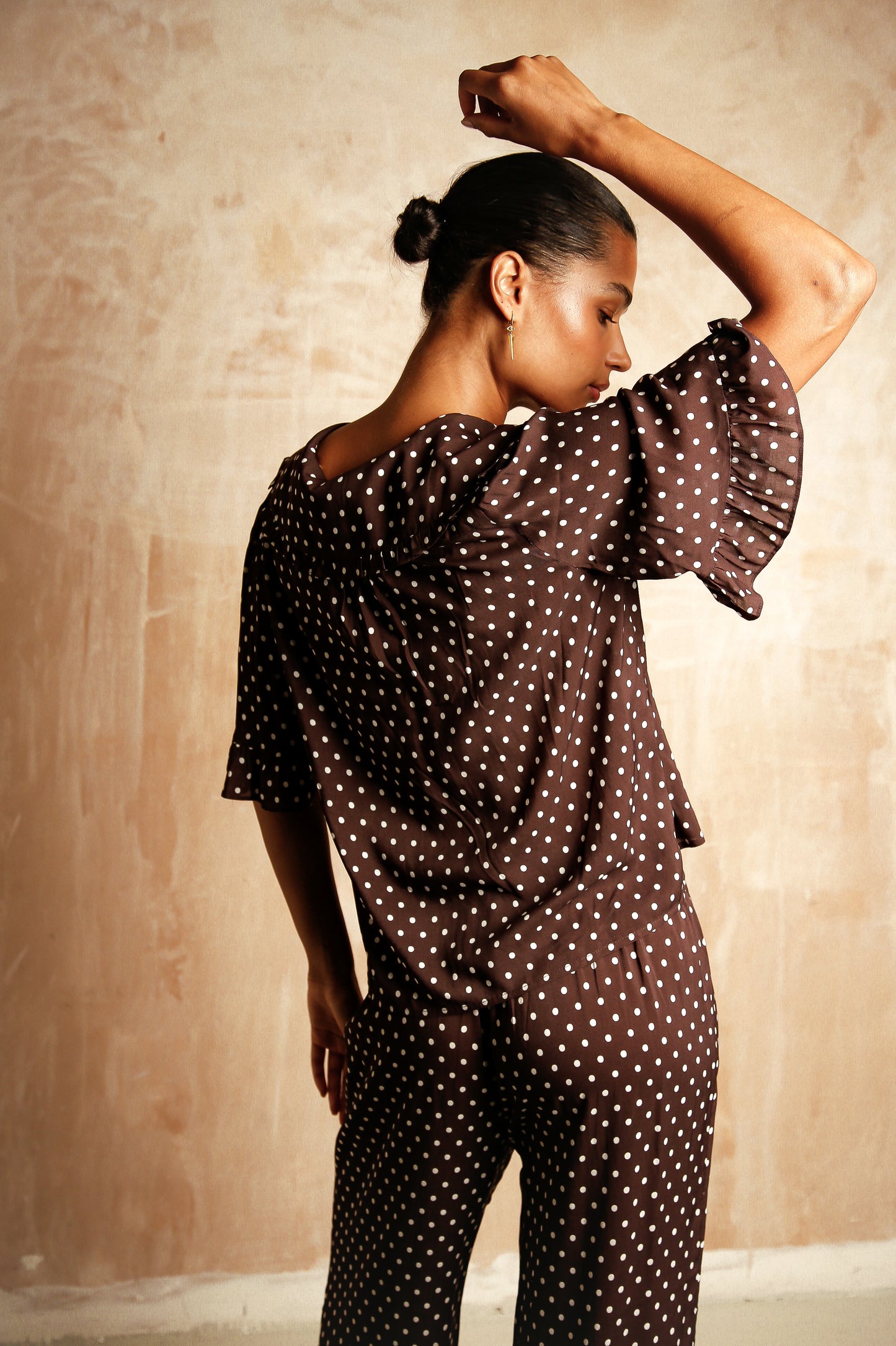 Selene Brown Polka Dot Set
