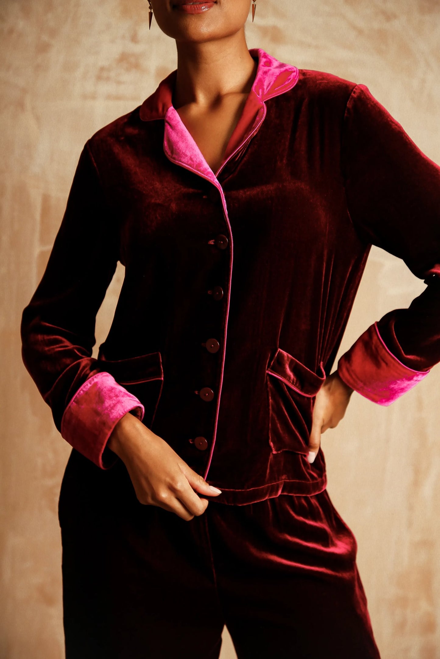 Clara ruby silk-velvet set