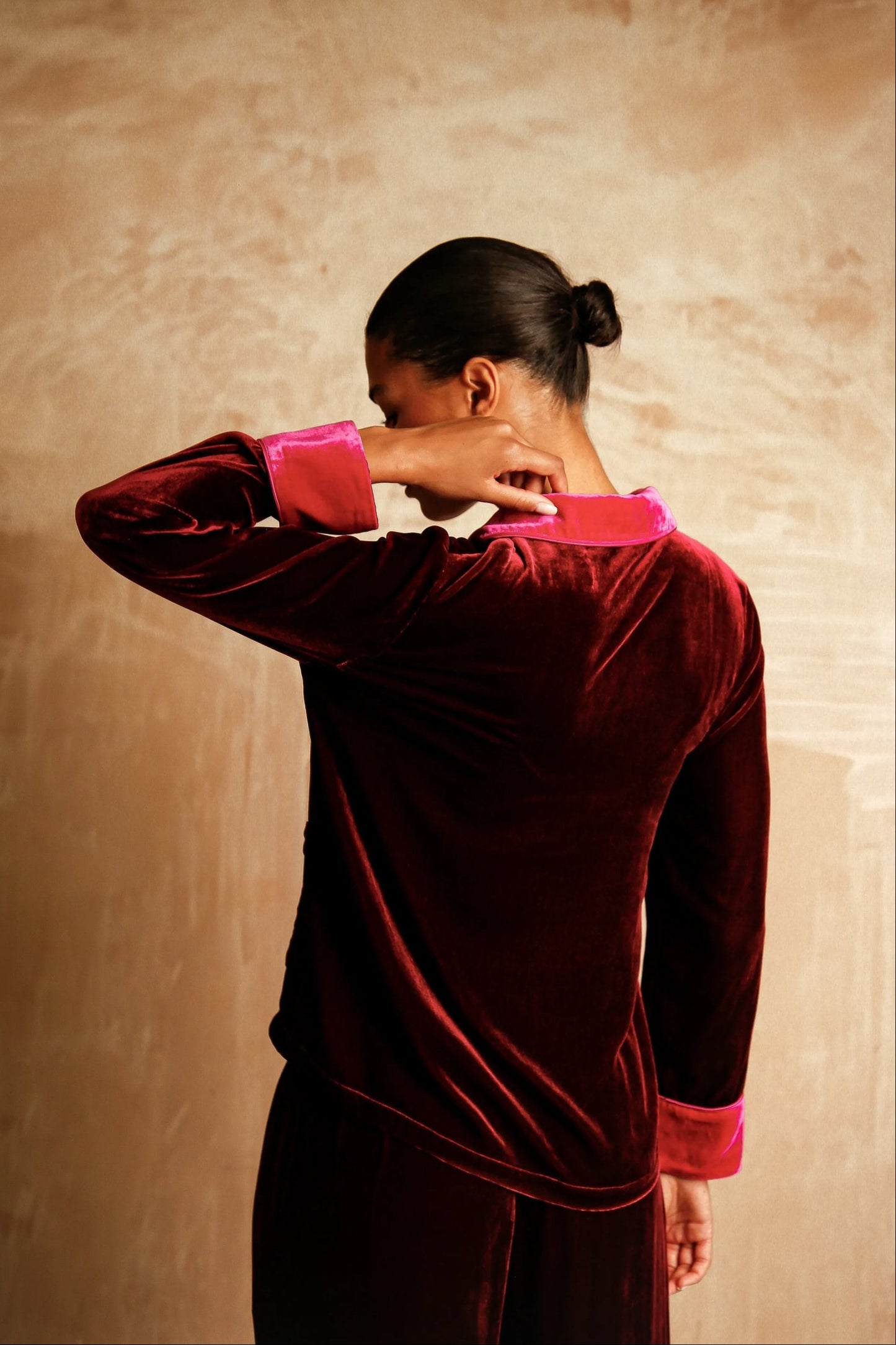 Clara ruby silk-velvet set