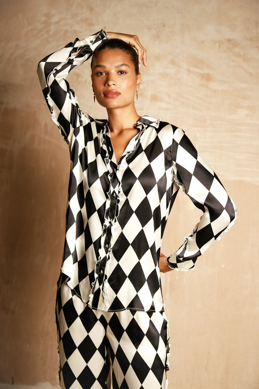 Vogue harlequin silk set