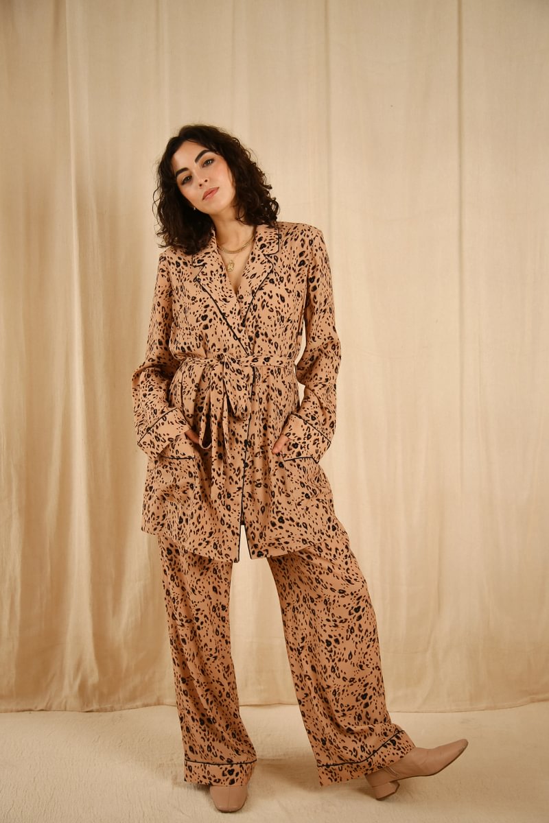 Pamela Leopard Smoking Suit