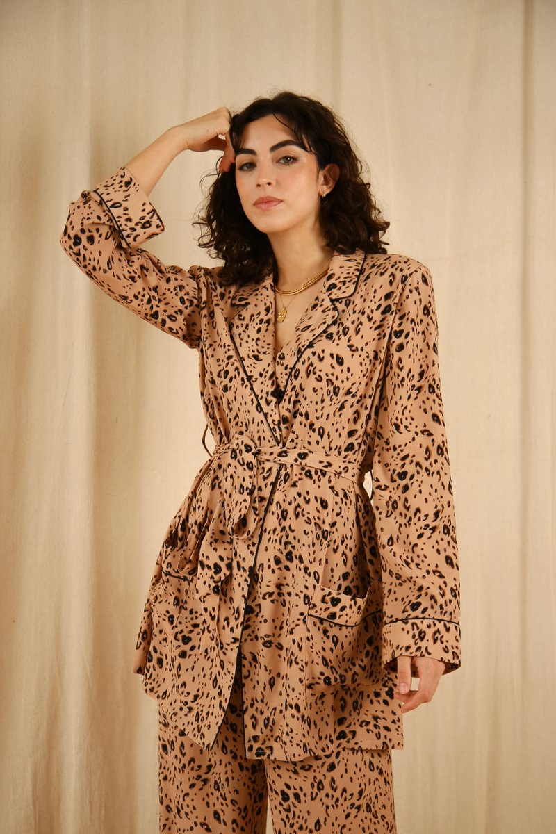 Pamela Leopard Smoking Suit
