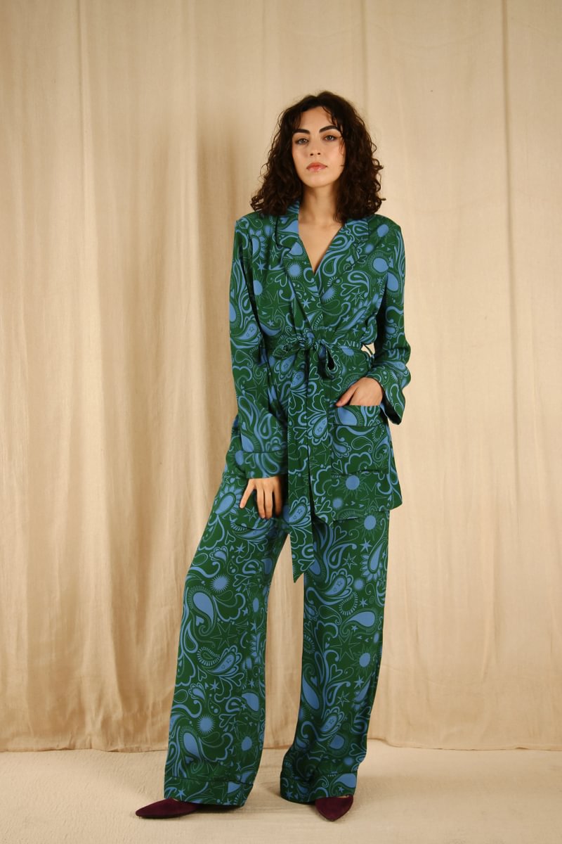 Pamela Midnight Paisley Smoking Suit