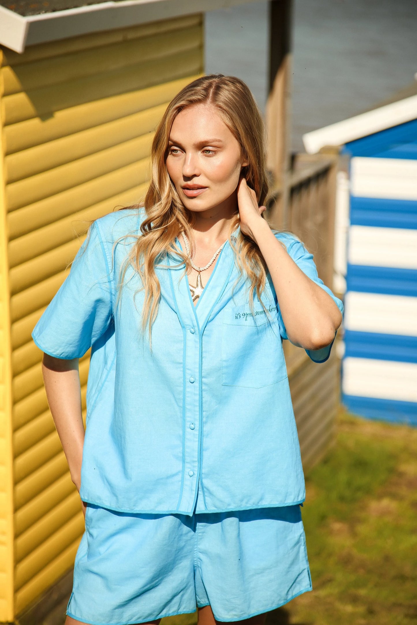 Matilda Blue Linen Set