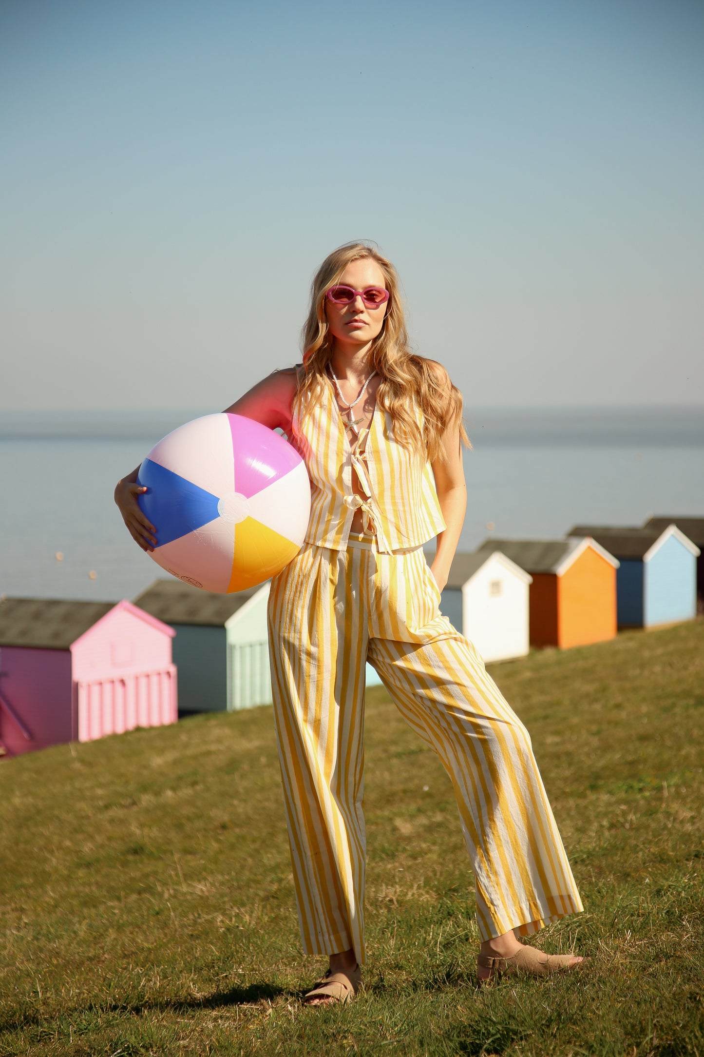 Mia Yellow Stripe Cotton Set