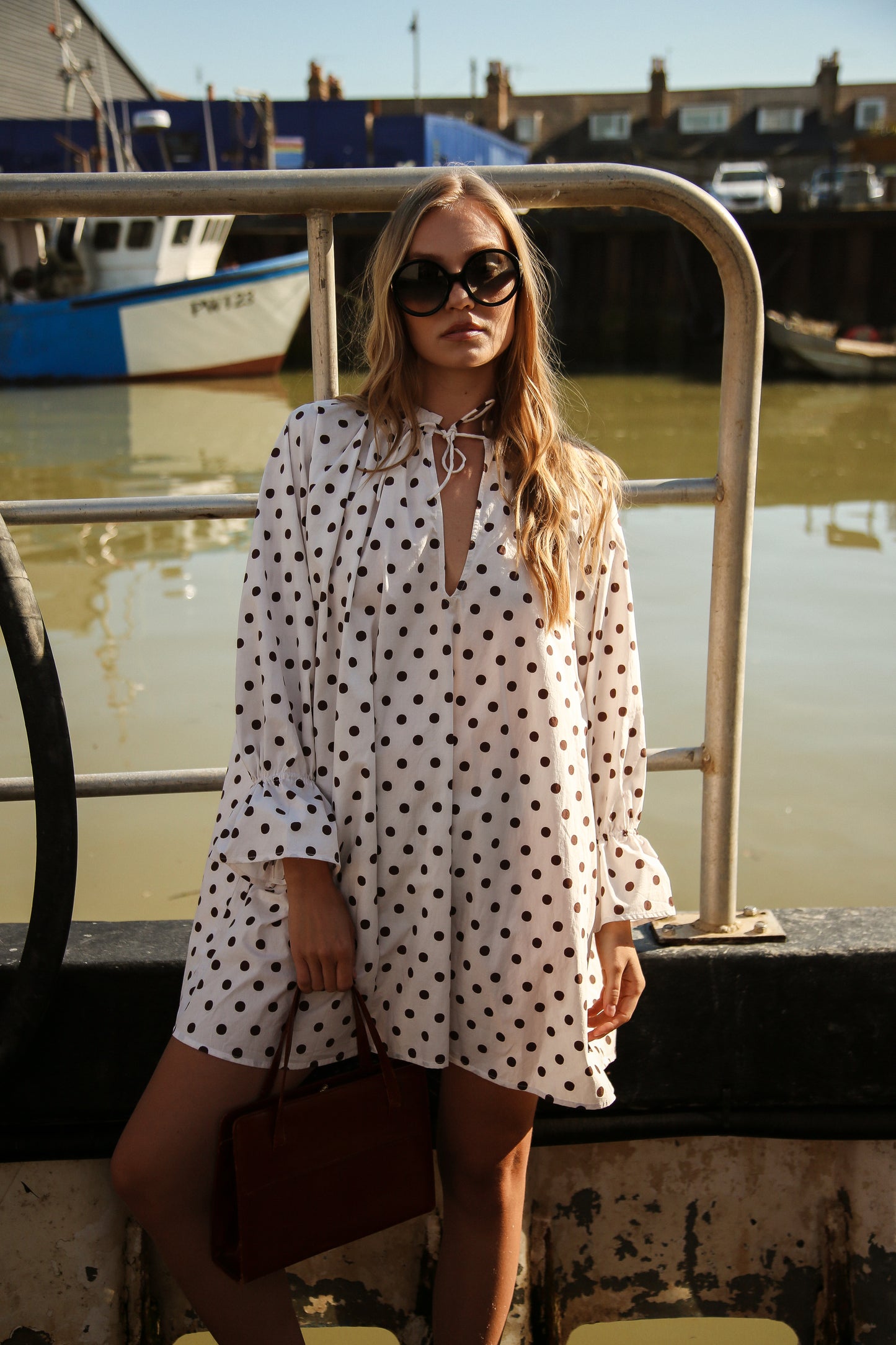 Margot Cream Polka Dot Cotton Dress