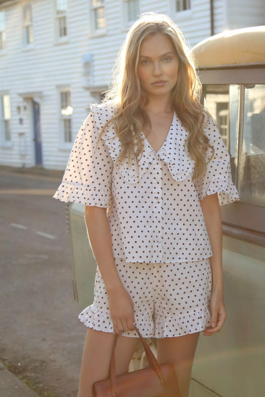 Luna Cream Polka Dot Cotton Set