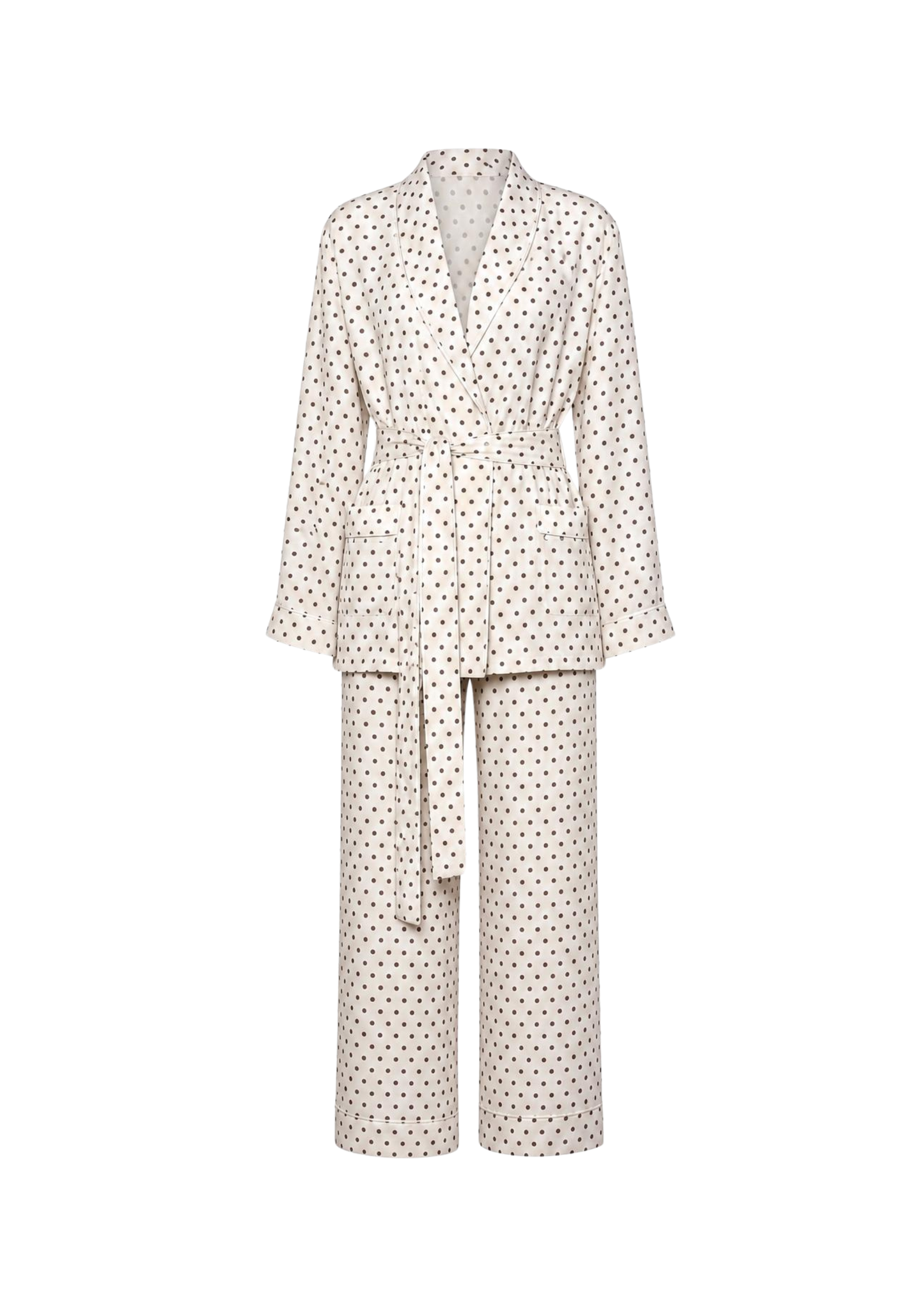 Rizzo cream polka dot smoking suit
