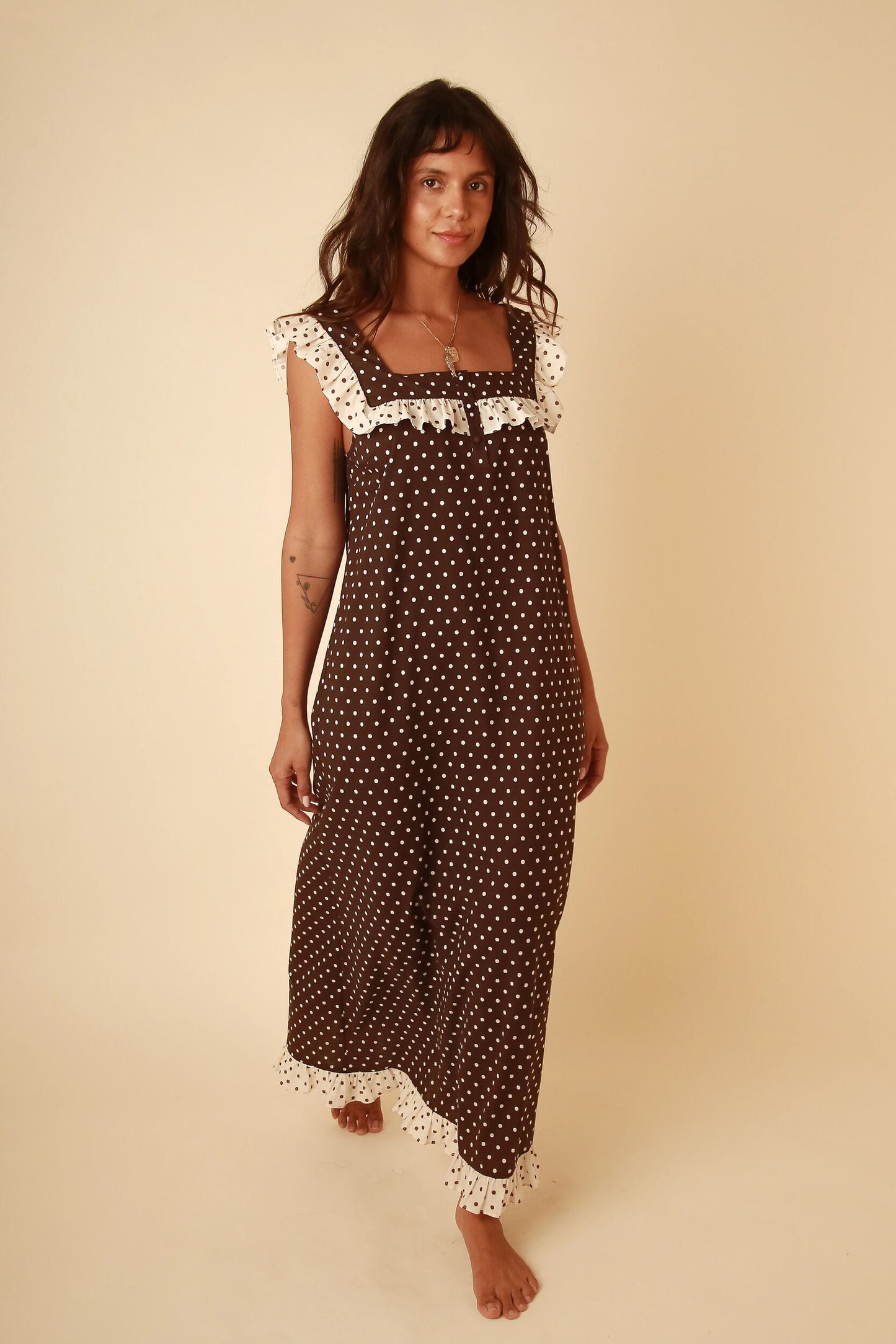 Lucinda Brown Polka Dot Cotton Dress