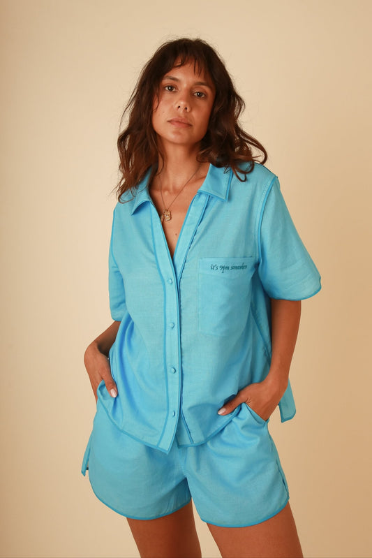 Matilda Blue Linen Set