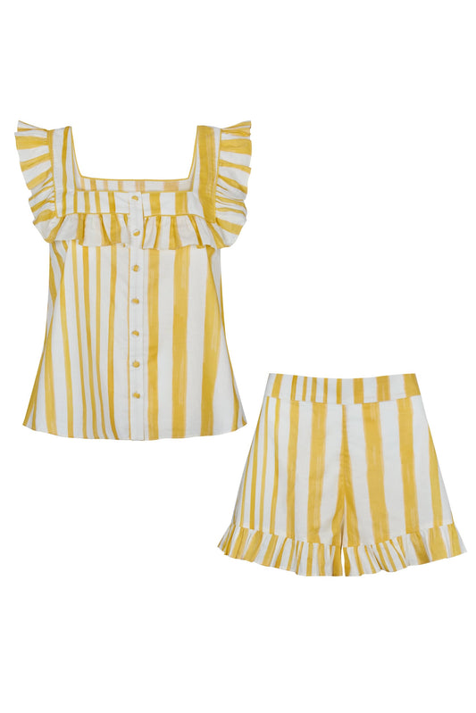 Lucia Yellow Stripe Cotton Set