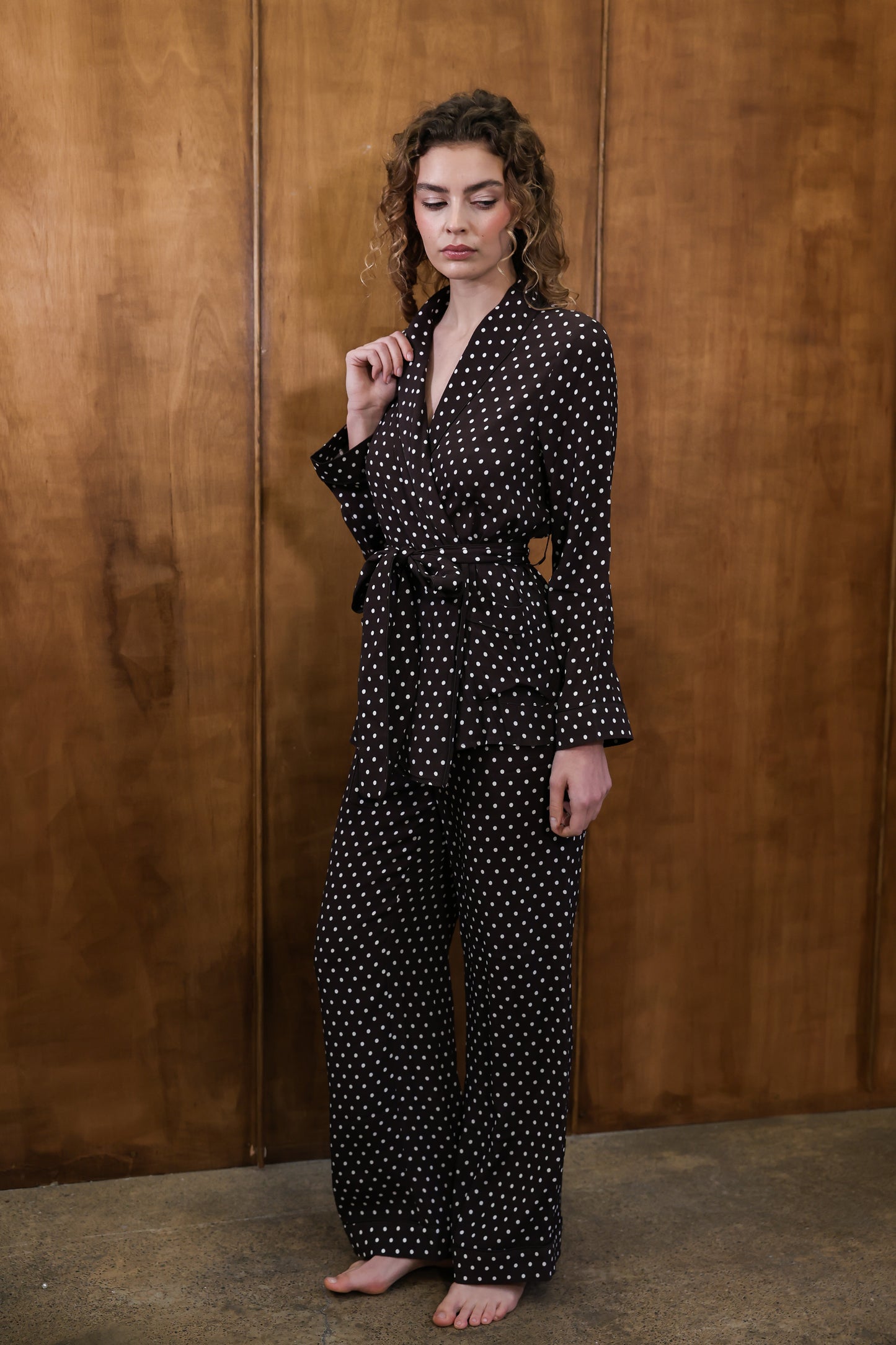 Rizzo Brown Polka Dot Smoking Suit