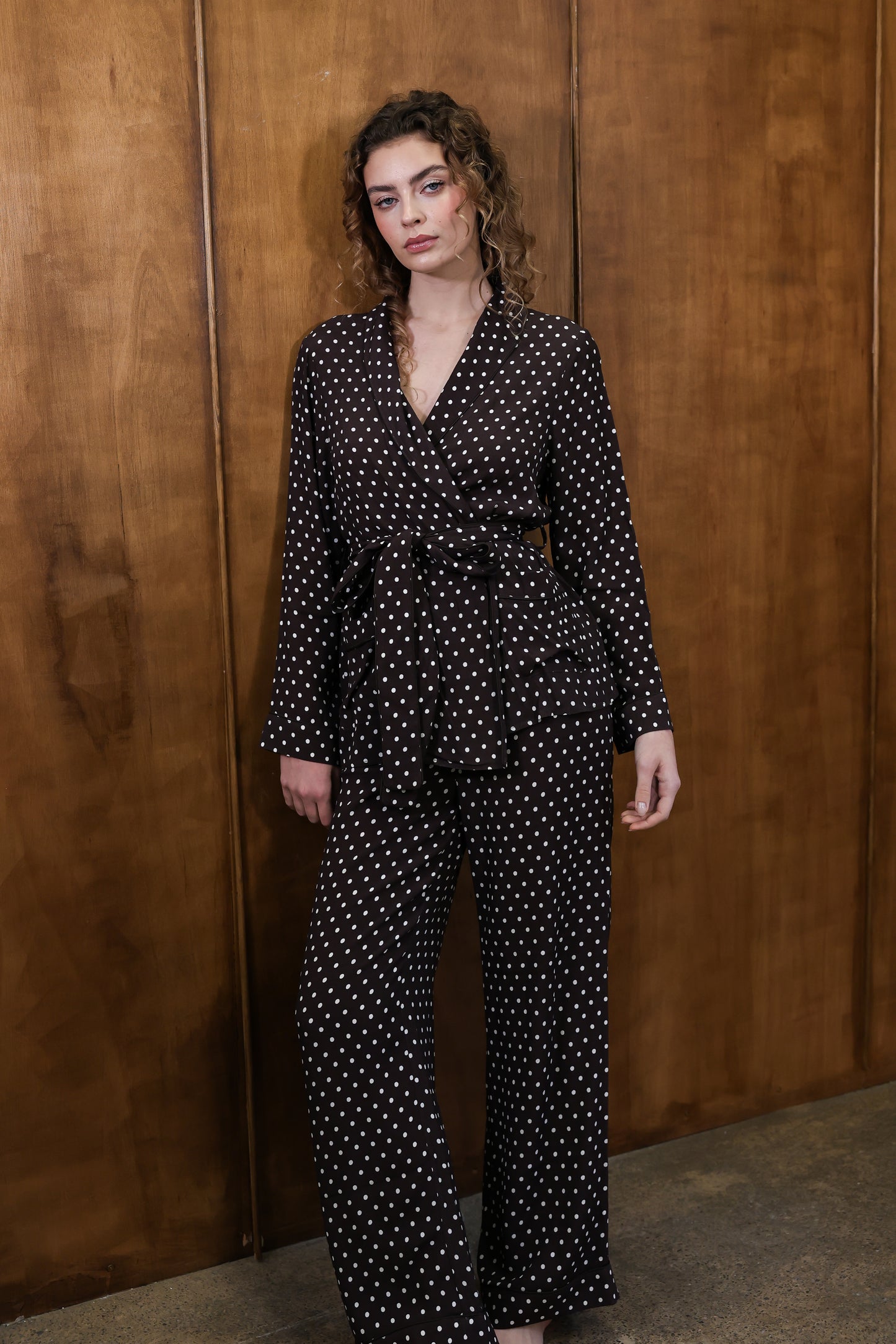 Rizzo Brown Polka Dot Smoking Suit