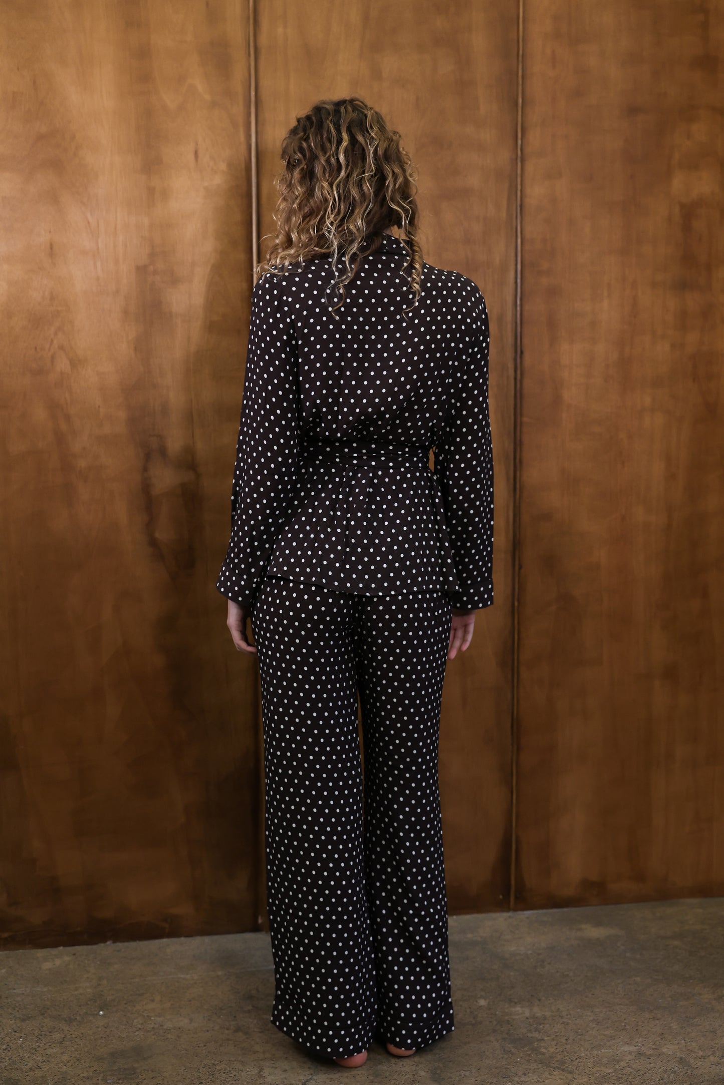 Rizzo Brown Polka Dot Smoking Suit