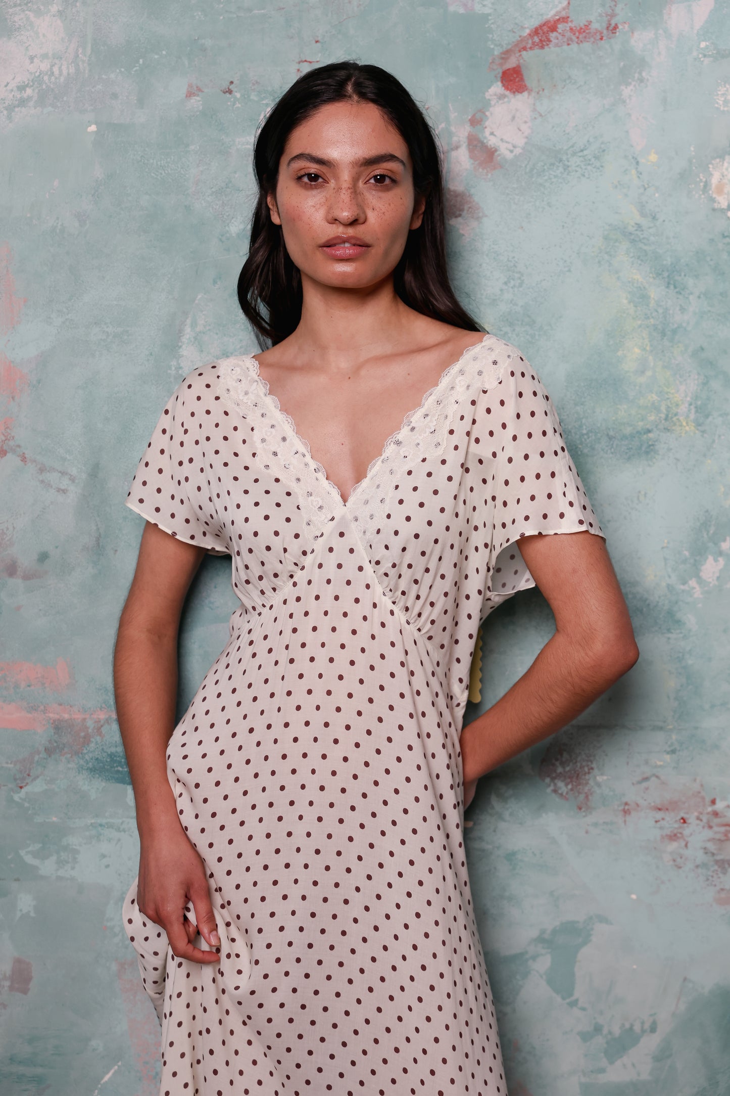 Jonesy Cream Polka Dot Dress
