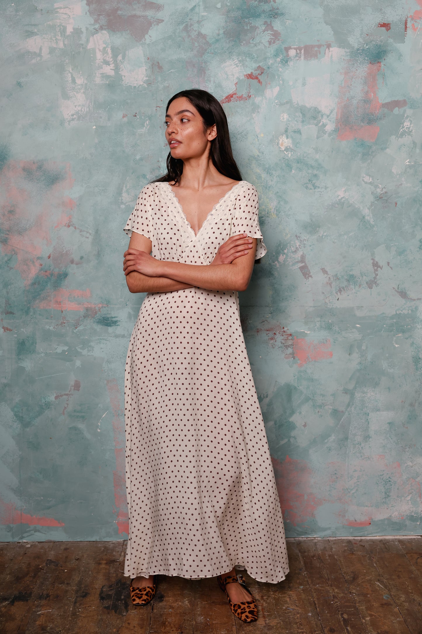 Jonesy Cream Polka Dot Dress