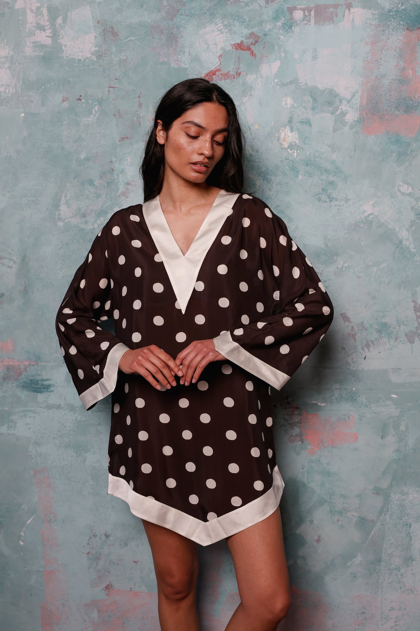 Rita silk-blend kaftan