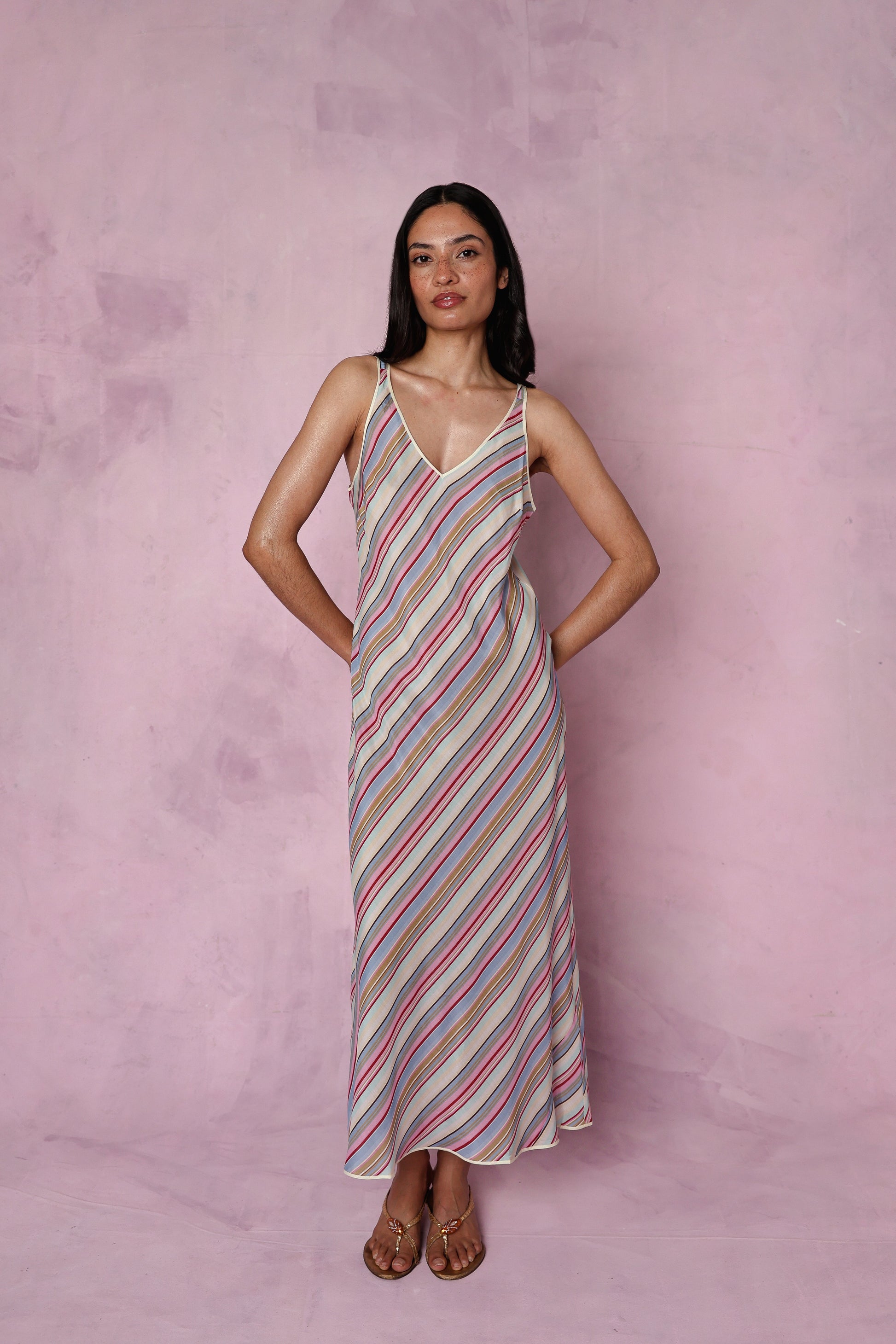 Teresa silk-blend stripe dress – It's 9pm
