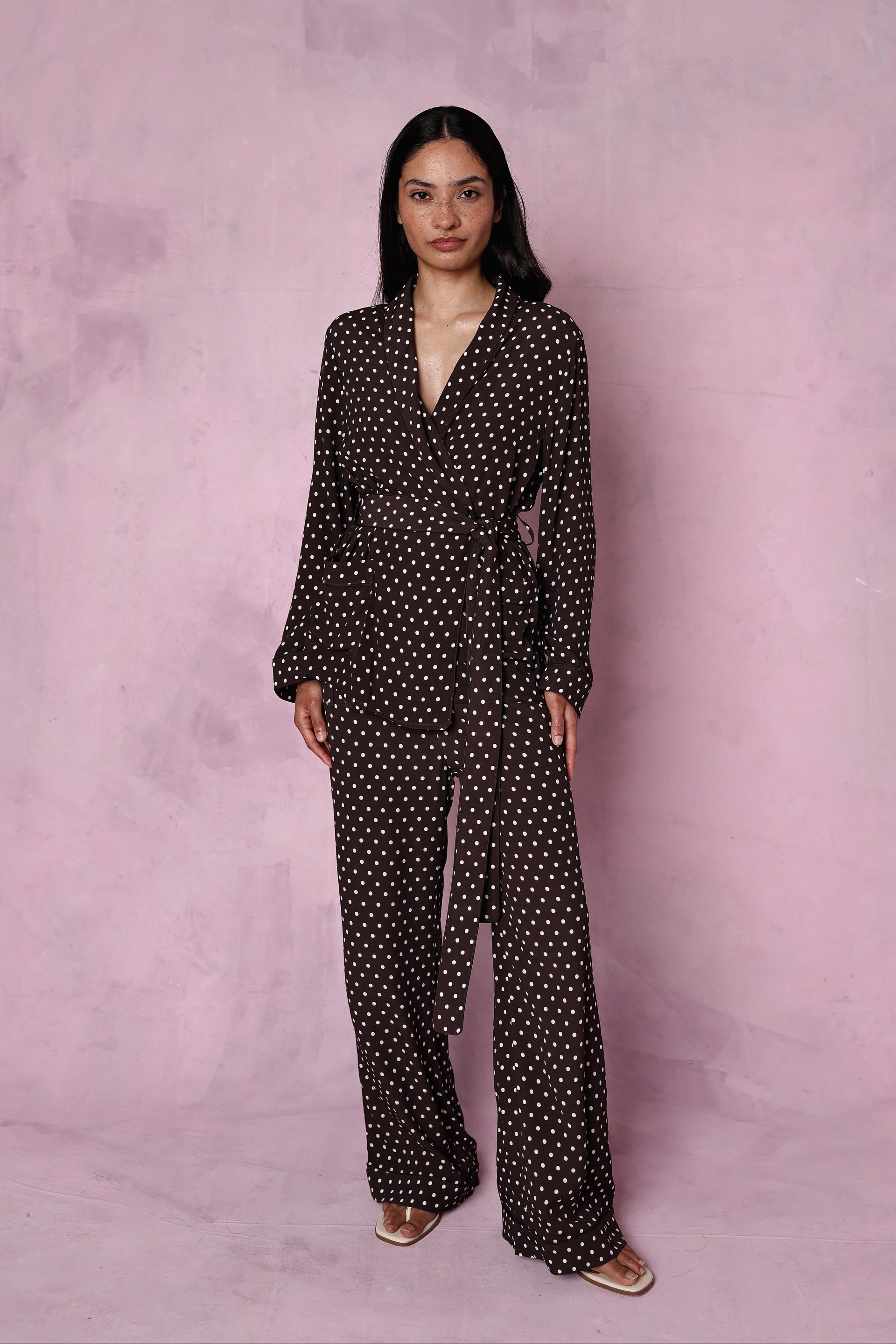 Rizzo polka dot smoking suit
