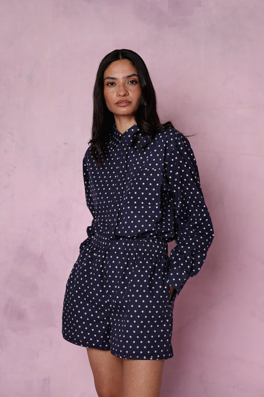Jessie Navy Polka Dot set
