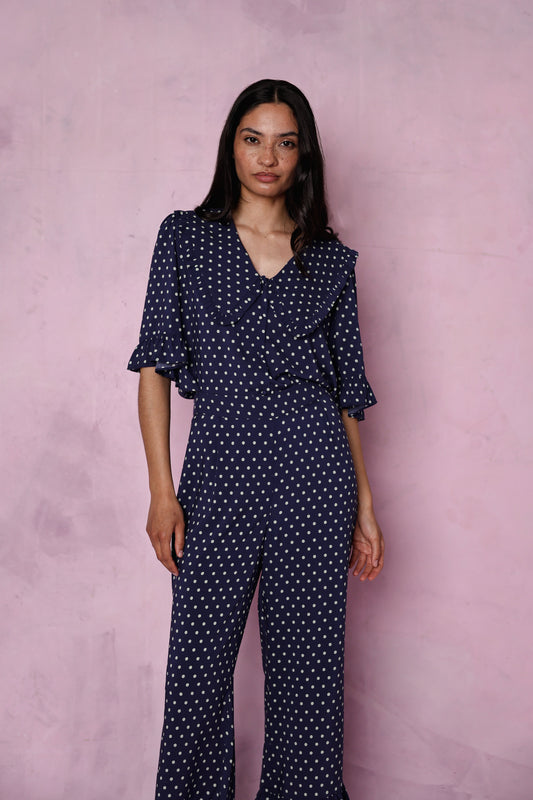 Selene Navy Polka Dot set