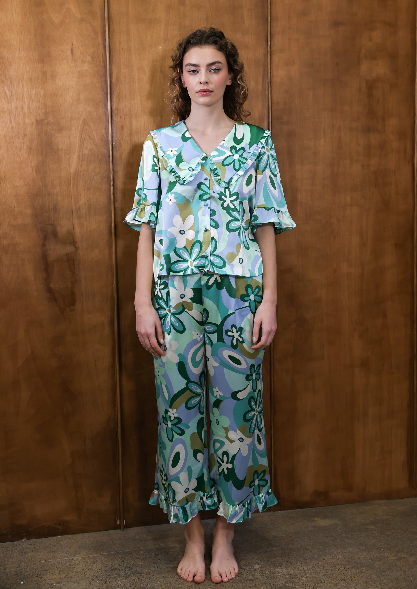 Selene Green Paisley Silk Set