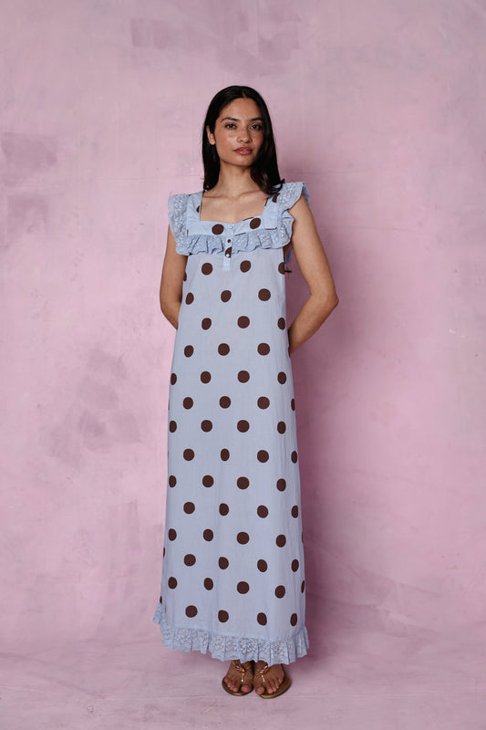 Lucinda Blue Polka Dot dress