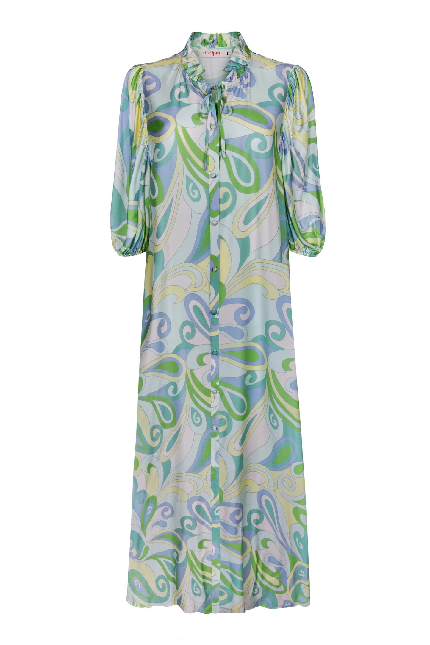 Nelda Silk Green Paisley Dress