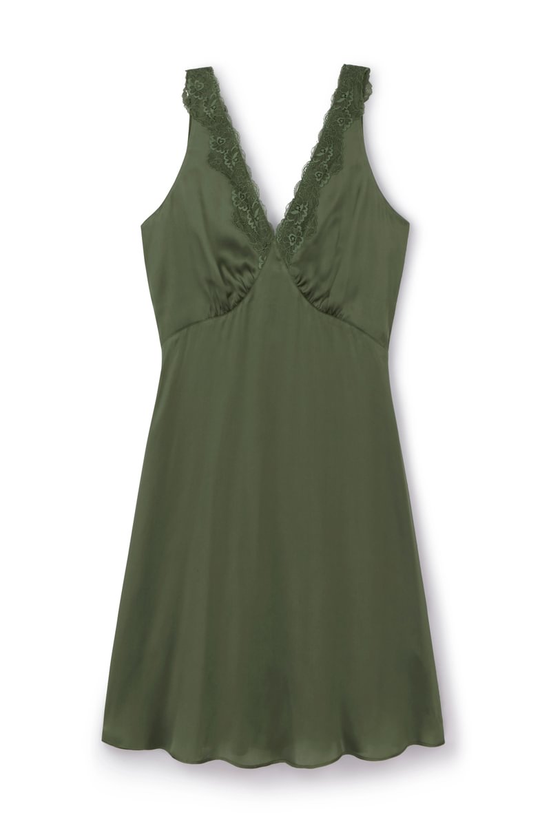 Alessia silk olive dress