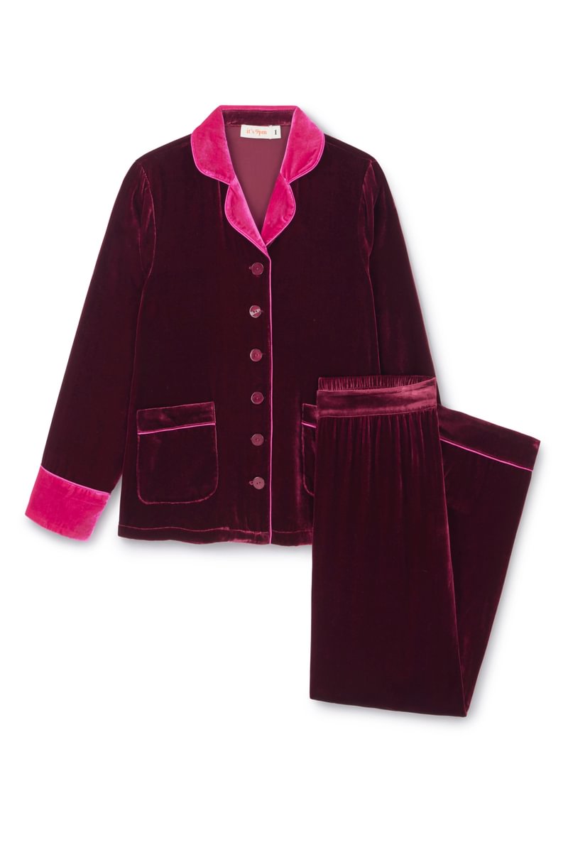 Clara ruby silk-velvet set