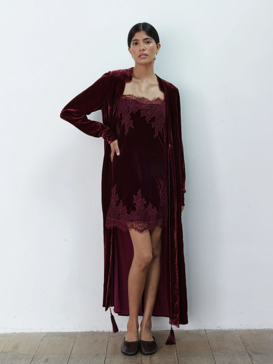 Christine silk-velvet duster