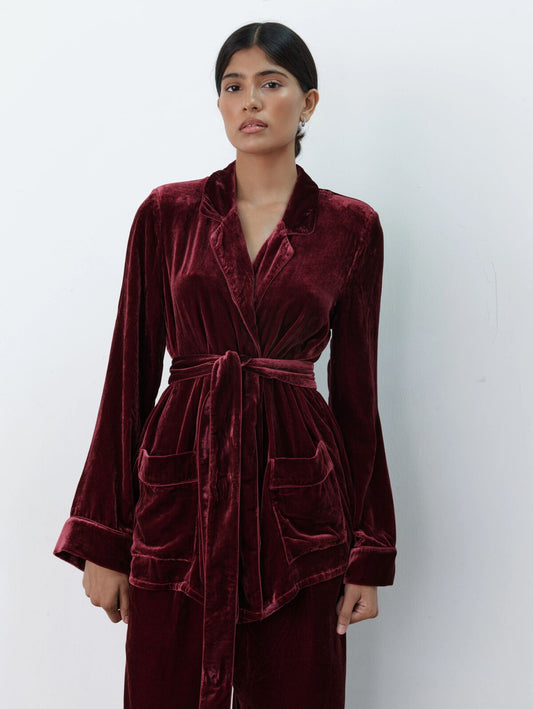 Pamela silk-velvet jacket