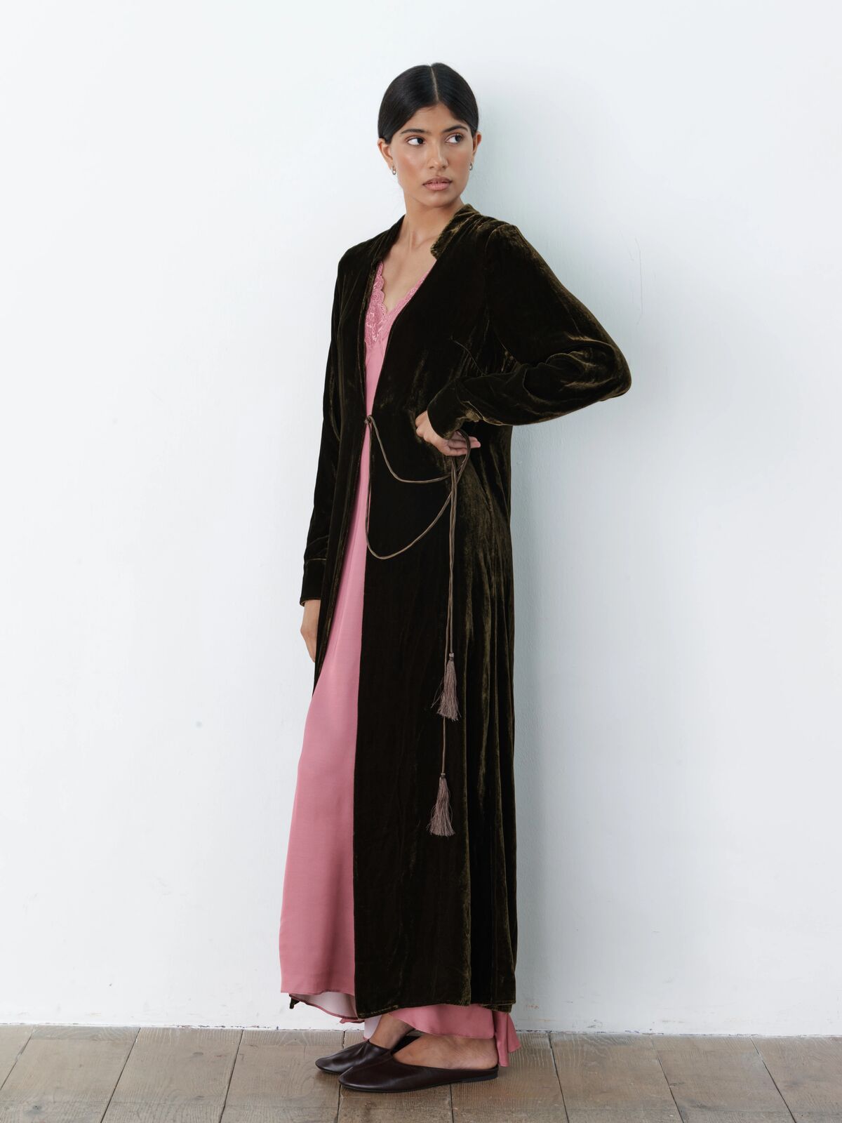 Christine silk-velvet duster