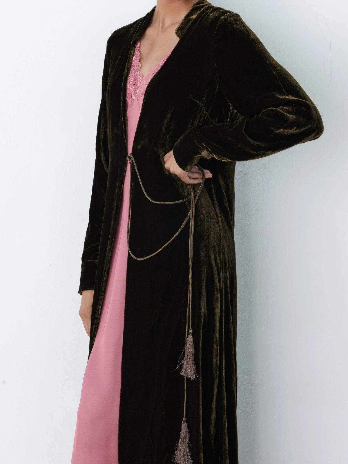 Christine silk-velvet duster