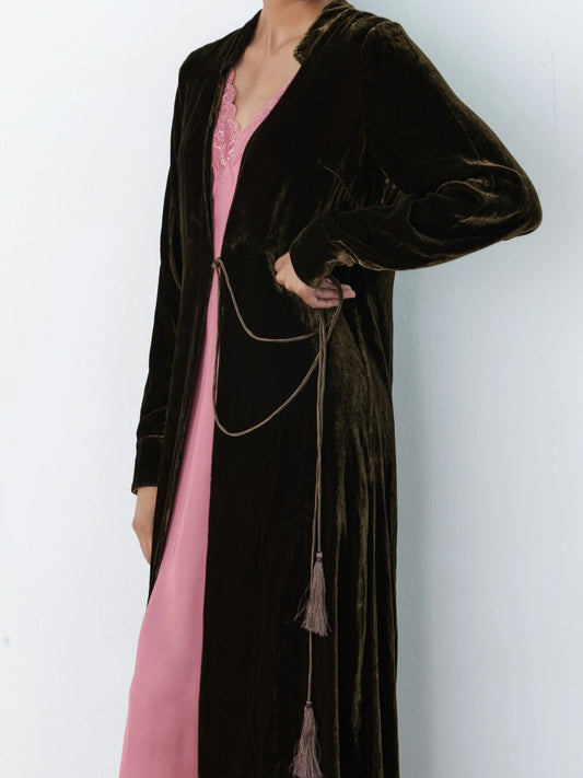 Christine silk-velvet duster
