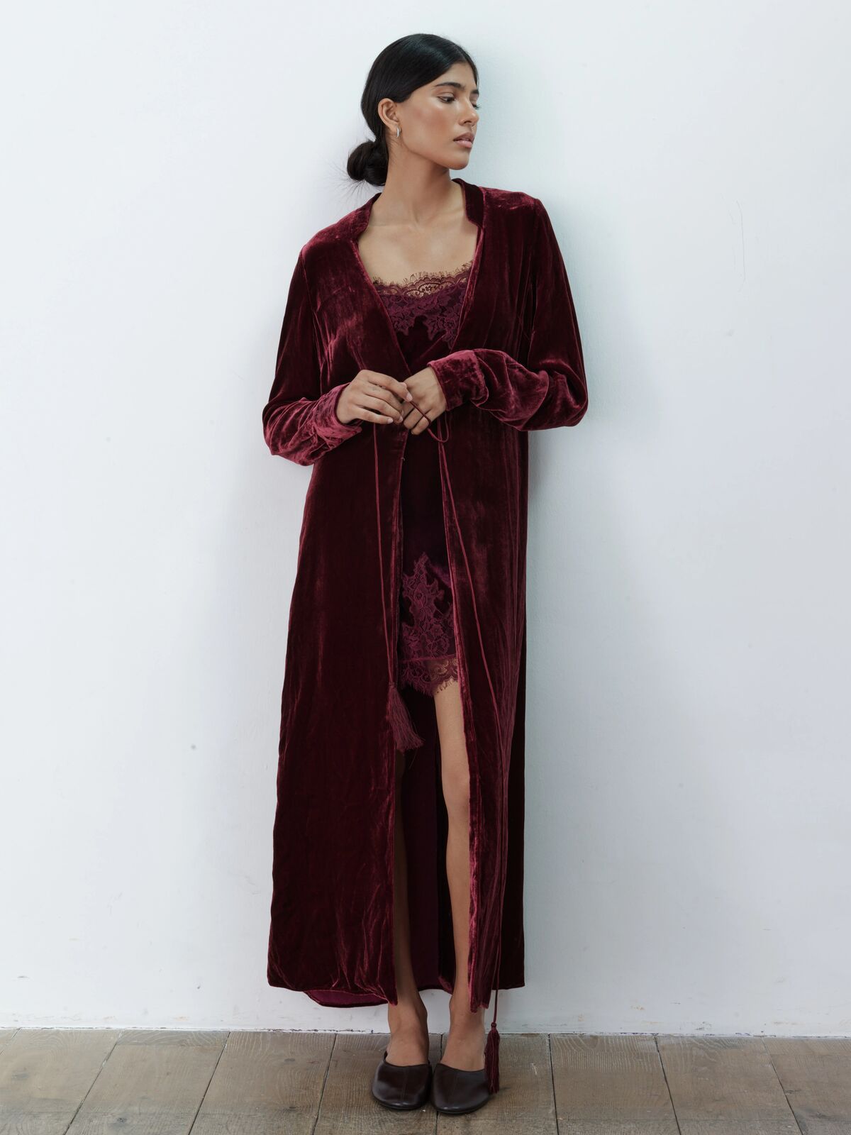 Christine silk-velvet duster