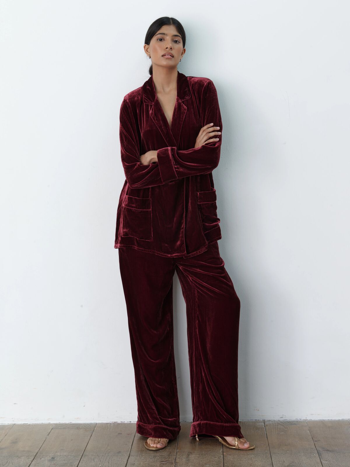 Pamela silk-velvet trouser