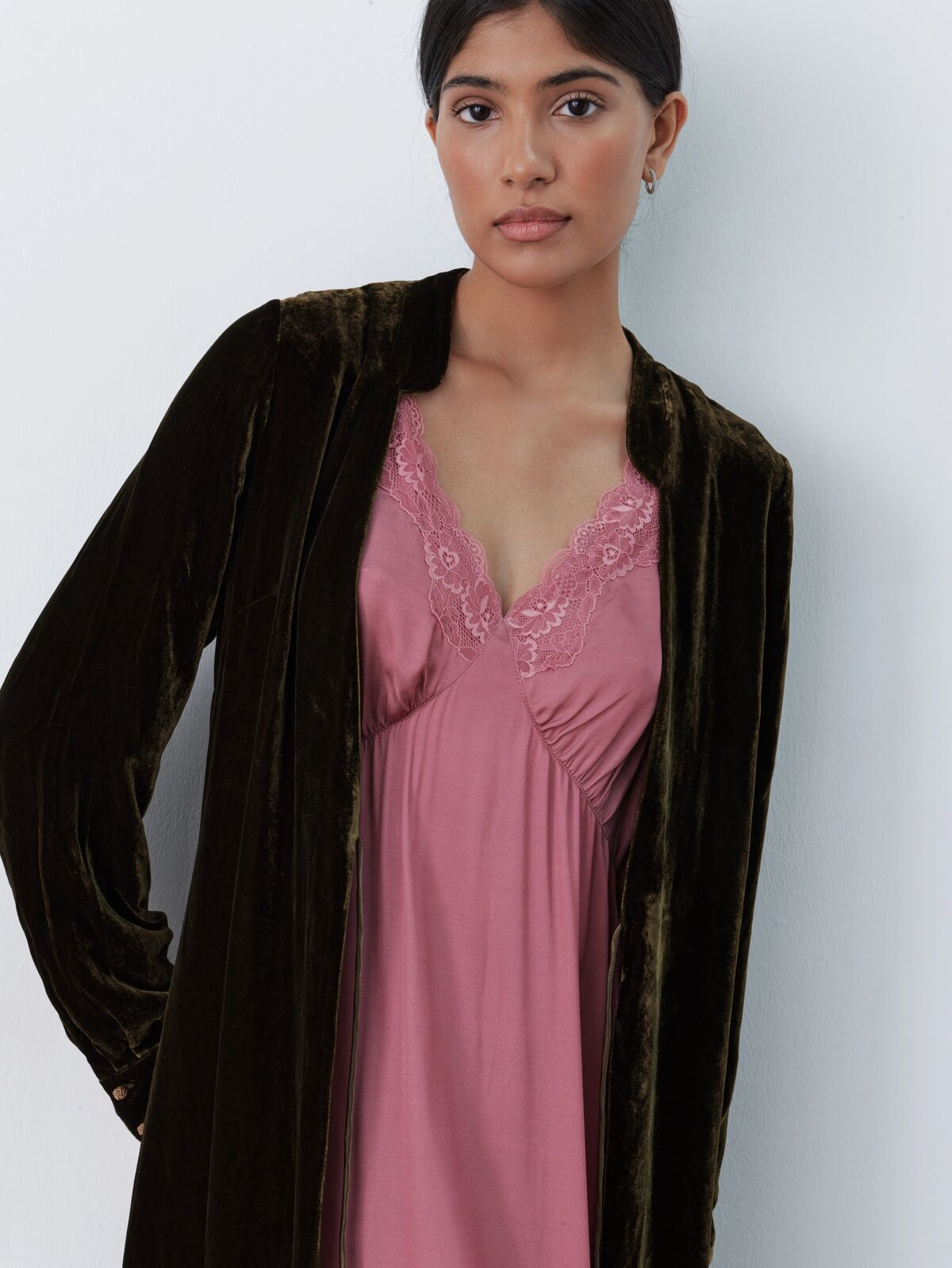 Christine silk-velvet duster