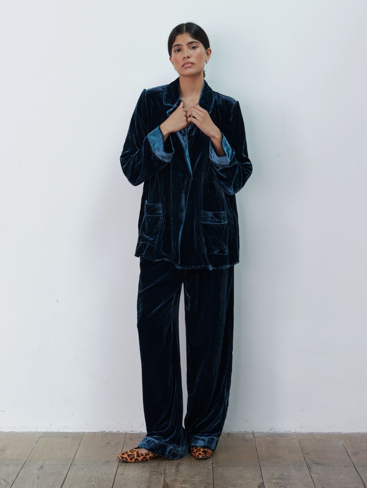 Pamela silk-velvet trouser