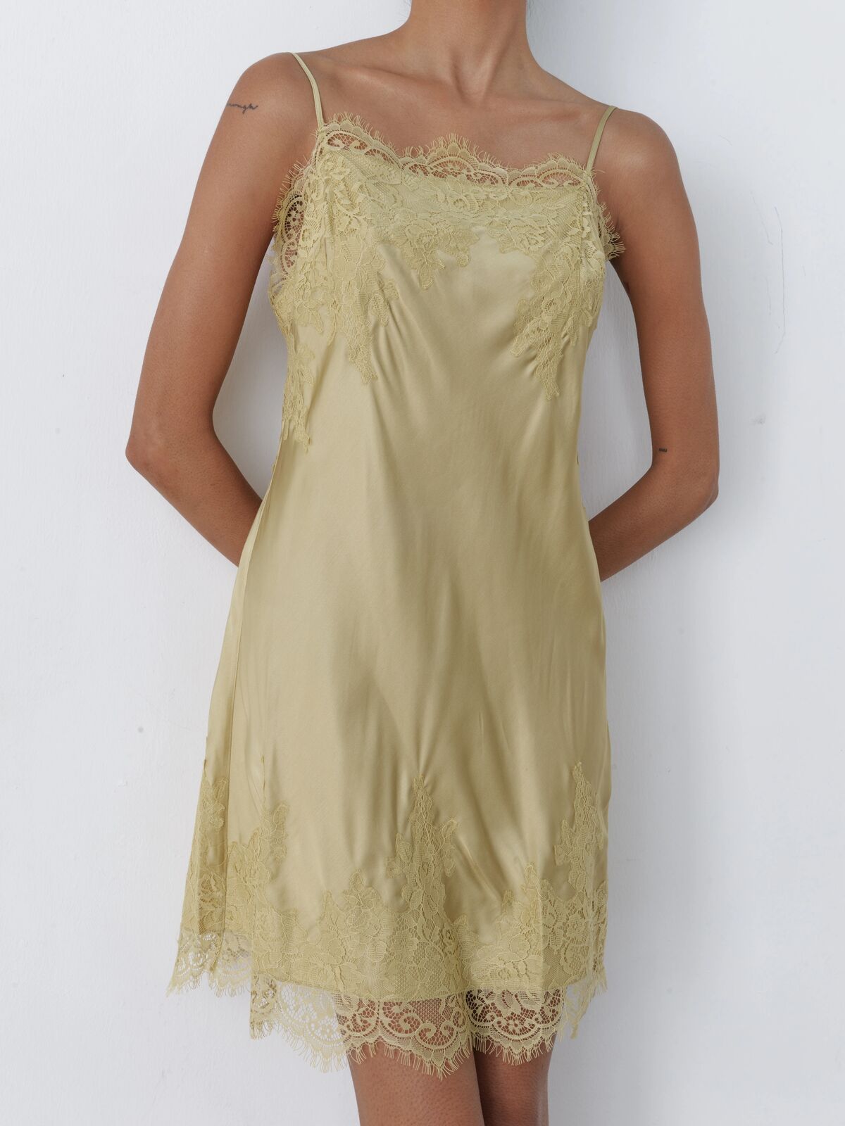 Gabi chartreuse lace dress