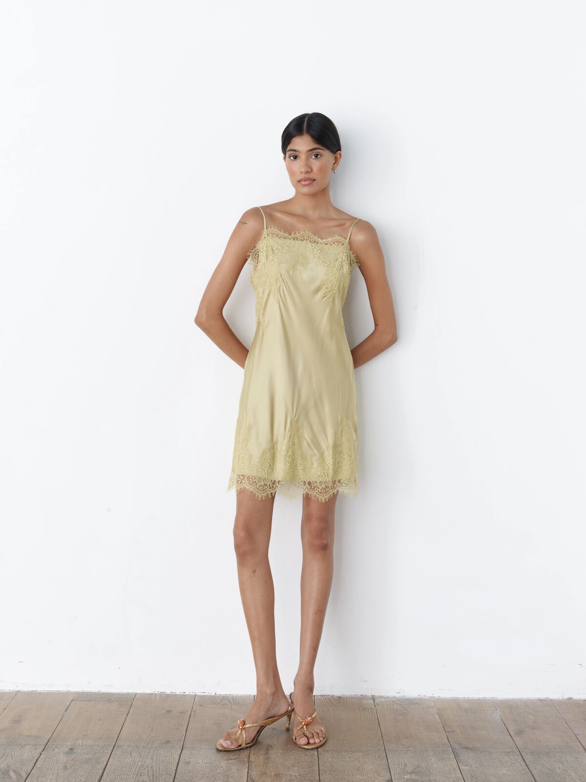Gabi chartreuse lace dress
