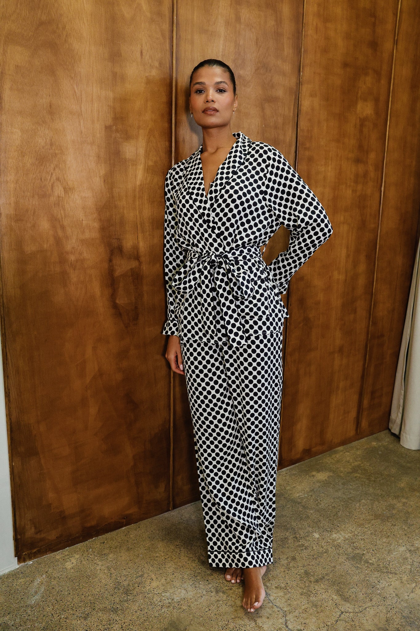Rizzo mono polka dot smoking suit