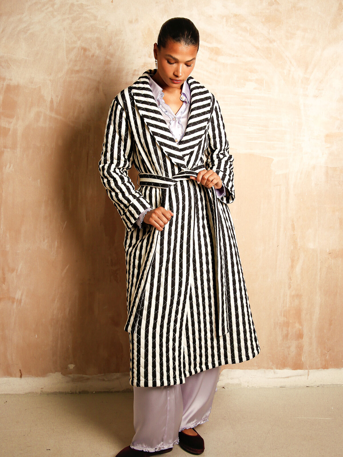 Housecoat mono stripe