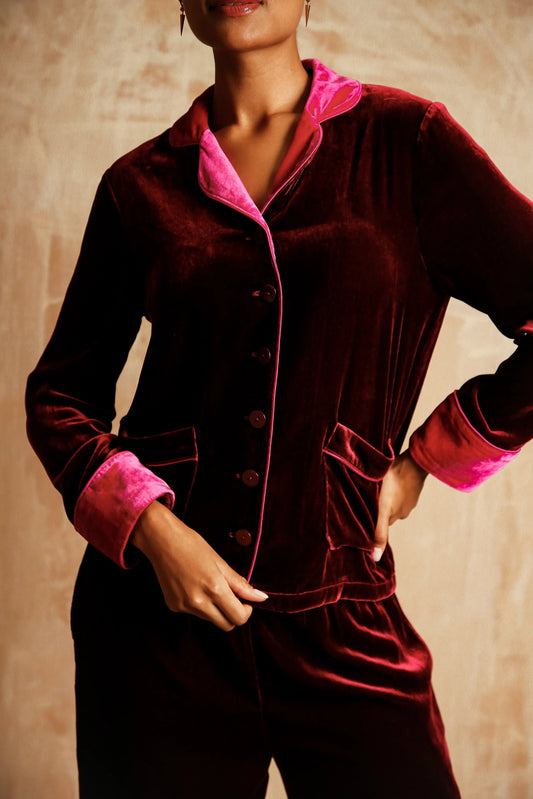 Clara ruby silk-velvet set