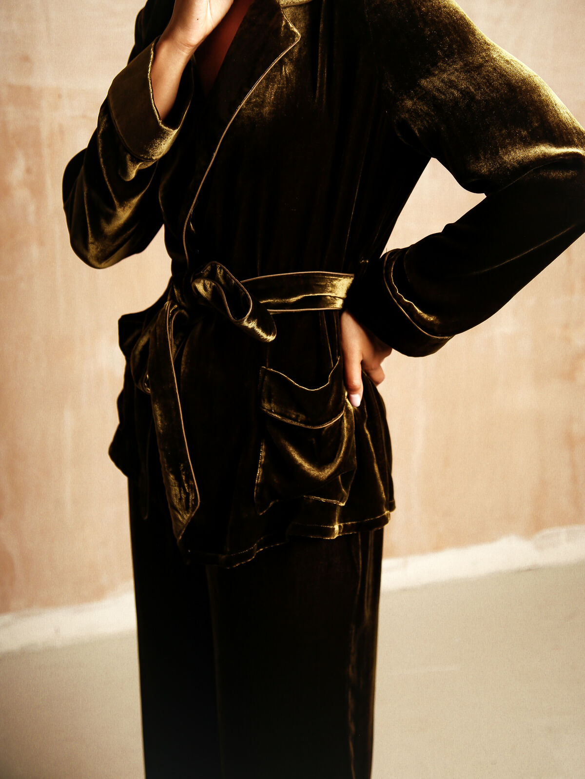 Pamela silk-velvet trouser
