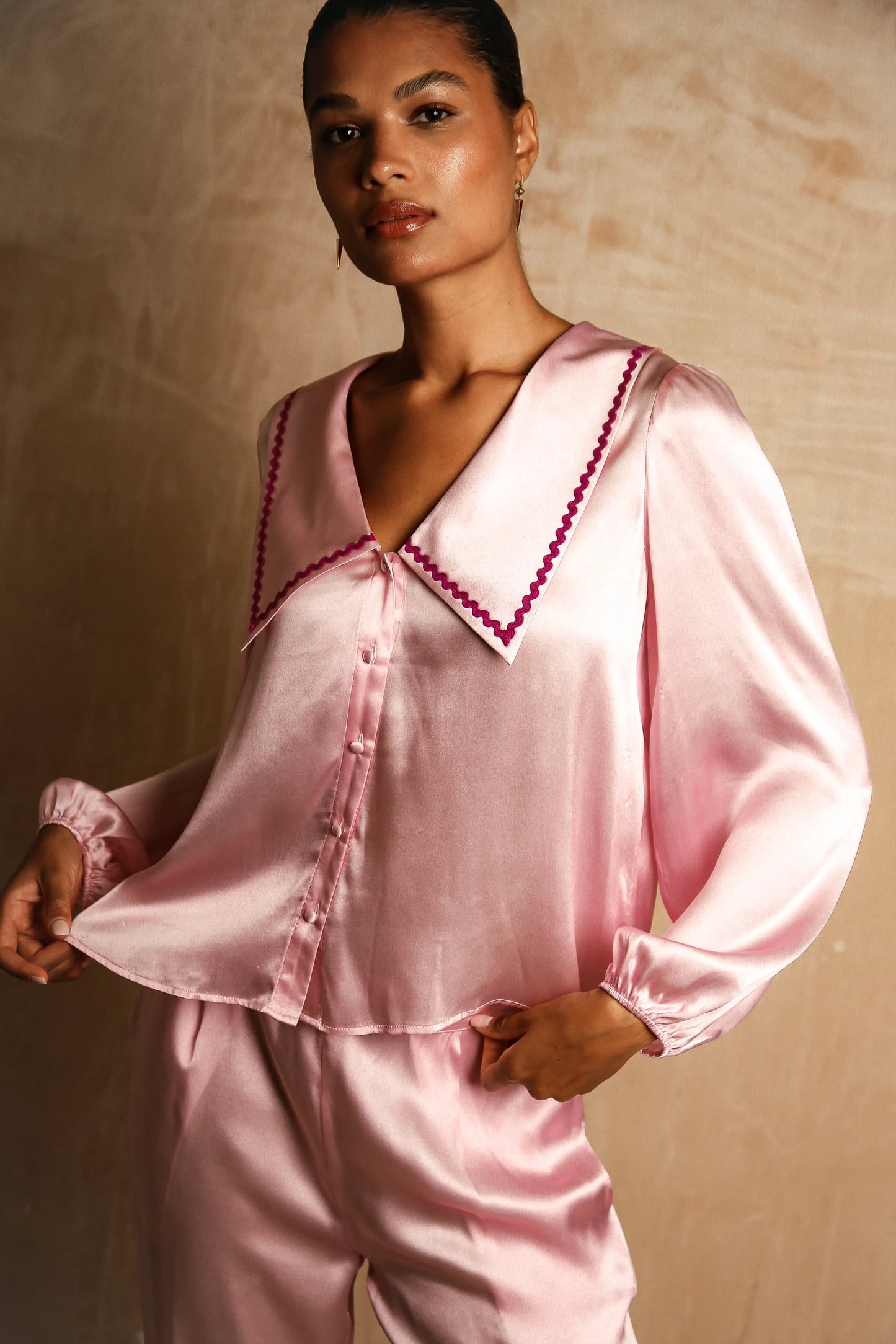 Frenchie pink silk set